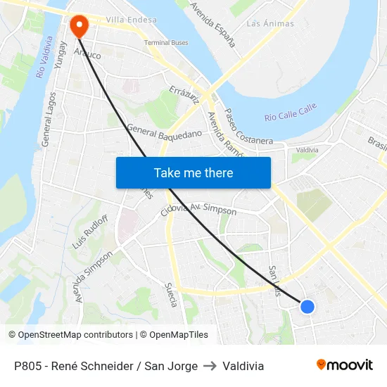 P805 - René Schneider / San Jorge to Valdivia map