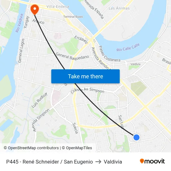 P445 - René Schneider / San Eugenio to Valdivia map