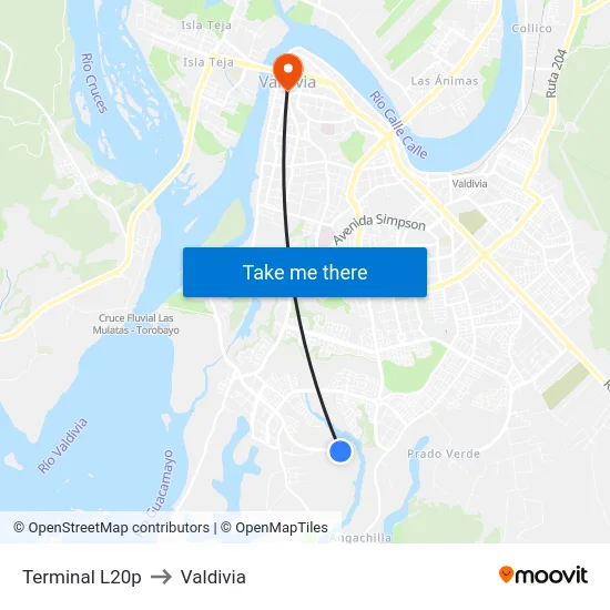 Terminal L20p to Valdivia map