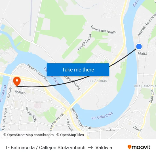 I - Balmaceda / Callejón Stolzembach to Valdivia map