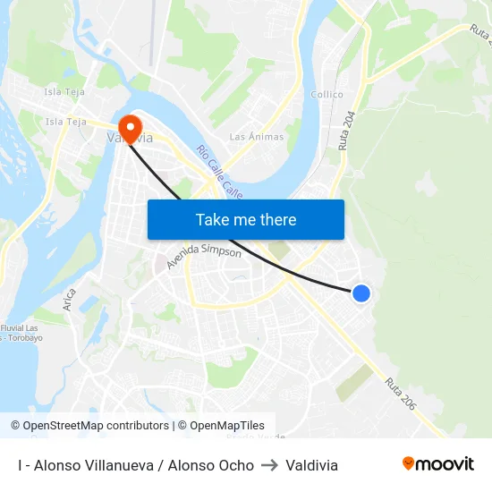 I - Alonso Villanueva / Alonso Ocho to Valdivia map