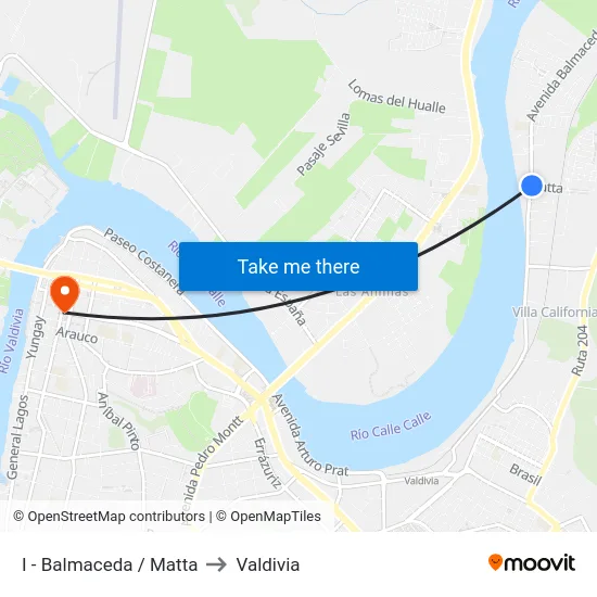I - Balmaceda / Matta to Valdivia map
