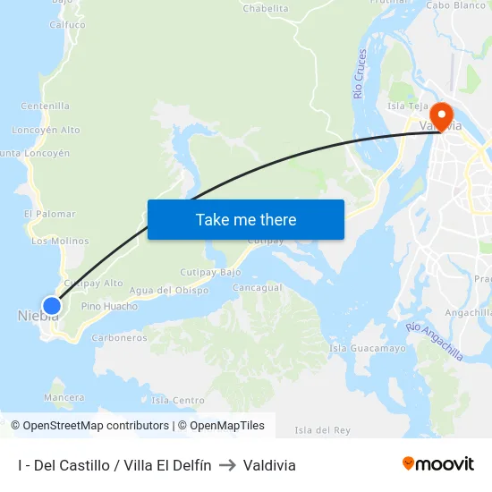 I - Del Castillo / Villa El Delfín to Valdivia map