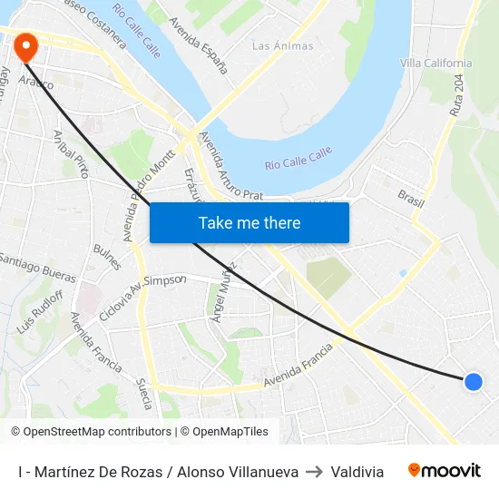 I - Martínez De Rozas / Alonso Villanueva to Valdivia map