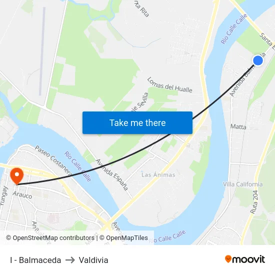 I - Balmaceda to Valdivia map
