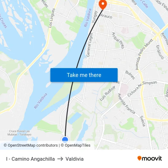 I - Camino Angachilla to Valdivia map
