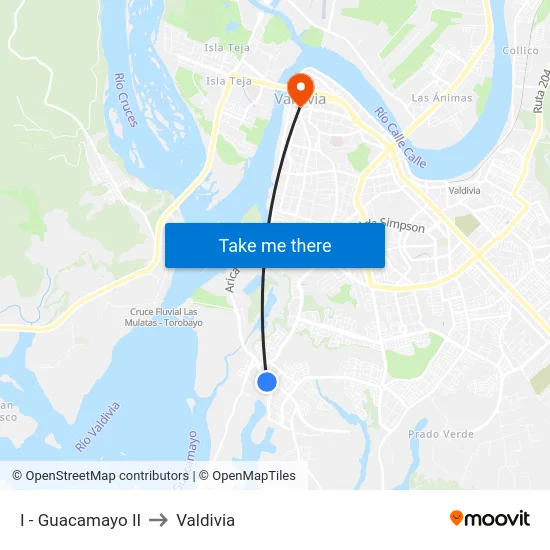 I - Guacamayo II to Valdivia map