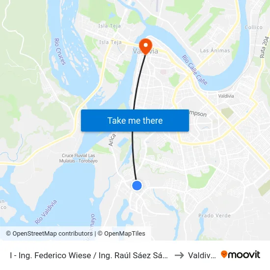 I - Ing. Federico Wiese / Ing. Raúl Sáez Sáez to Valdivia map