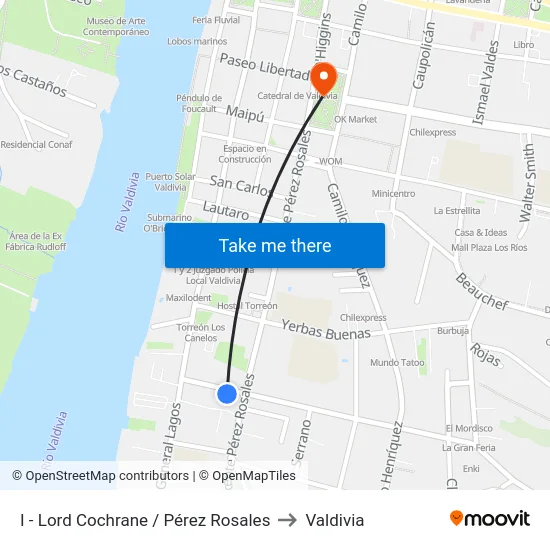 I - Lord Cochrane / Pérez Rosales to Valdivia map