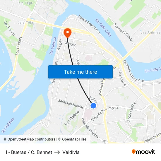 I - Bueras / C. Bennet to Valdivia map