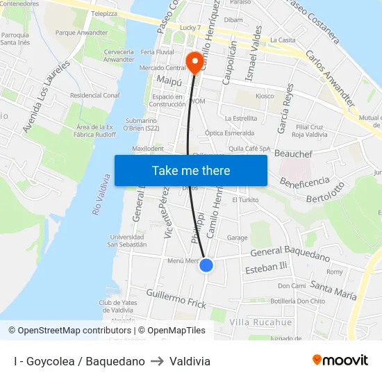 I - Goycolea / Baquedano to Valdivia map