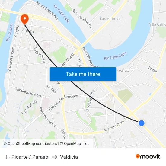 I - Picarte / Parasol to Valdivia map