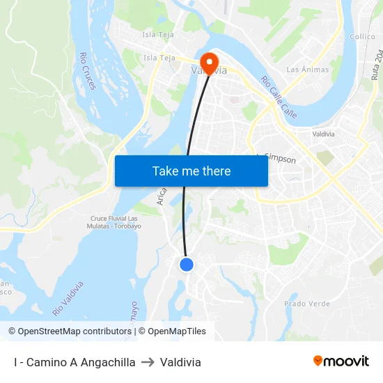 I - Camino A Angachilla to Valdivia map