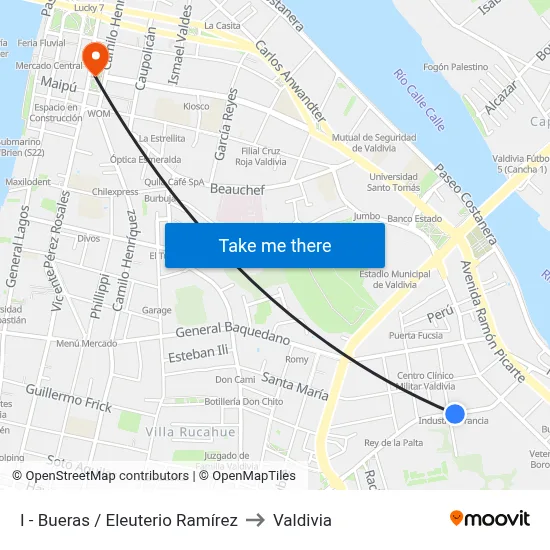 I - Bueras / Eleuterio Ramírez to Valdivia map