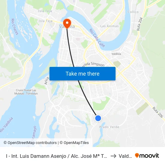 I - Int. Luis Damann Asenjo / Alc. José Mª Torres Quezada to Valdivia map