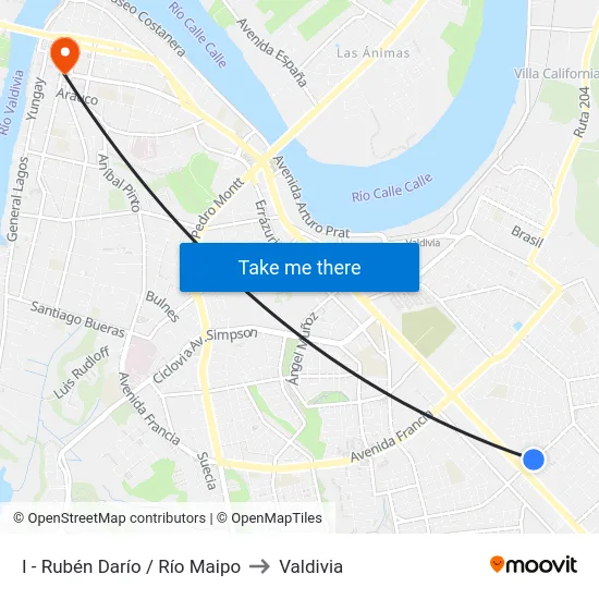 I - Rubén Darío / Río Maipo to Valdivia map
