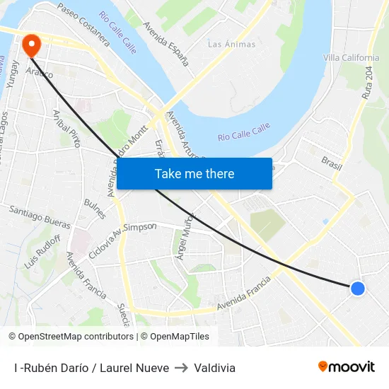 I -Rubén Darío / Laurel Nueve to Valdivia map