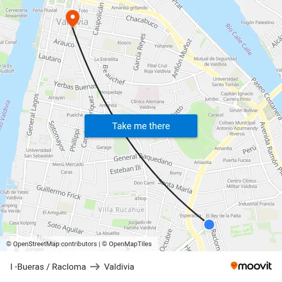 I -Bueras / Racloma to Valdivia map