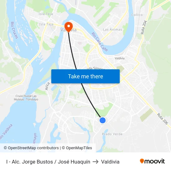 I - Alc. Jorge Bustos / José Huaquín to Valdivia map