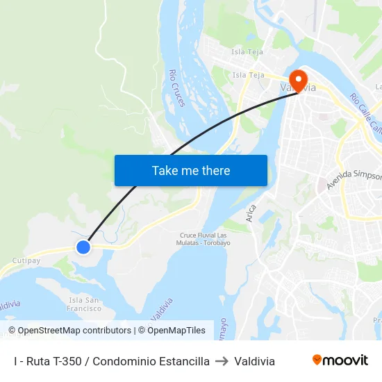 I - Ruta T-350 / Condominio Estancilla to Valdivia map