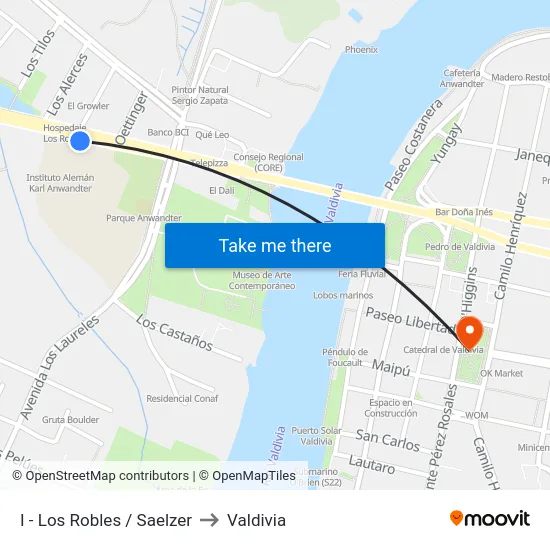 I - Los Robles / Saelzer to Valdivia map