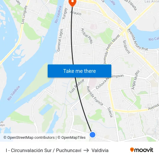 I - Circunvalación Sur / Puchuncaví to Valdivia map