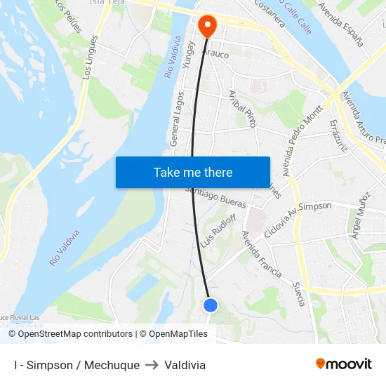 I - Simpson / Mechuque to Valdivia map