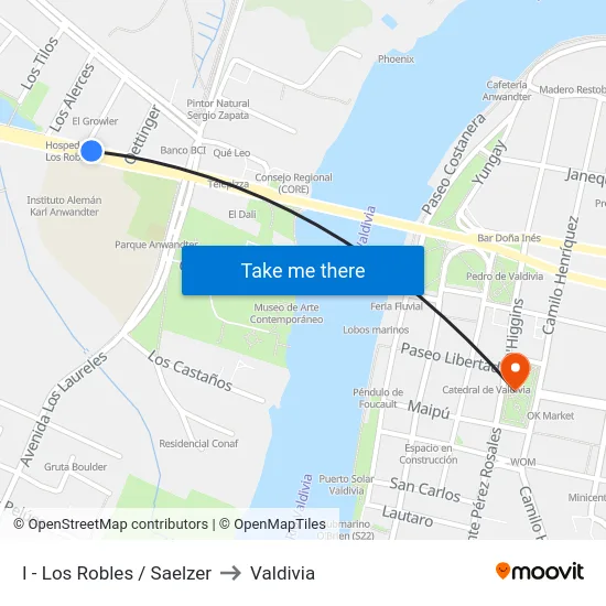 I - Los Robles / Saelzer to Valdivia map
