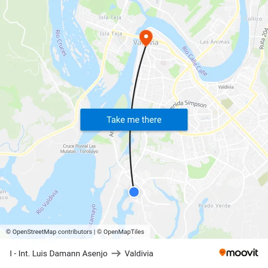 I - Int. Luis Damann Asenjo to Valdivia map