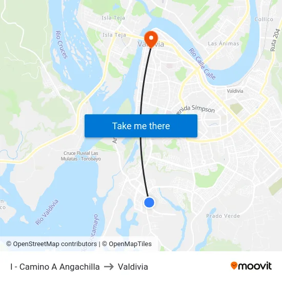 I - Camino A Angachilla to Valdivia map