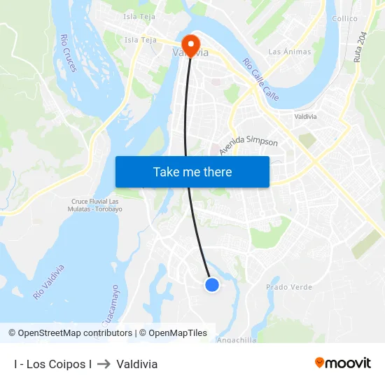 I - Los Coipos I to Valdivia map