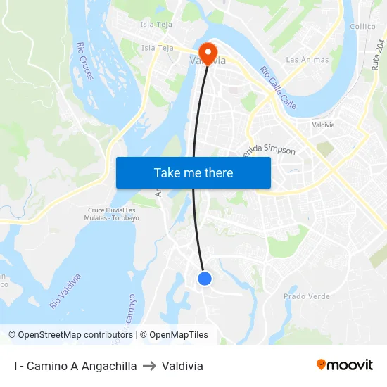 I - Camino A Angachilla to Valdivia map