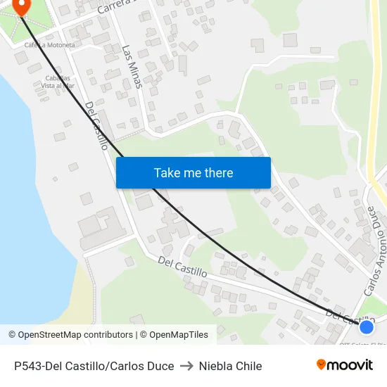 P543-Del Castillo/Carlos Duce to Niebla Chile map