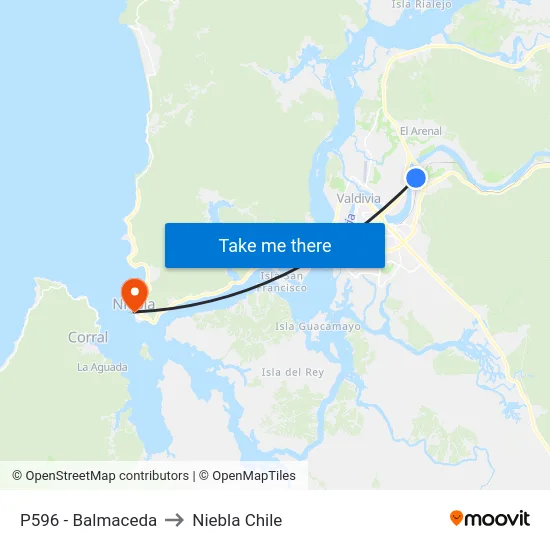 P596 - Balmaceda to Niebla Chile map