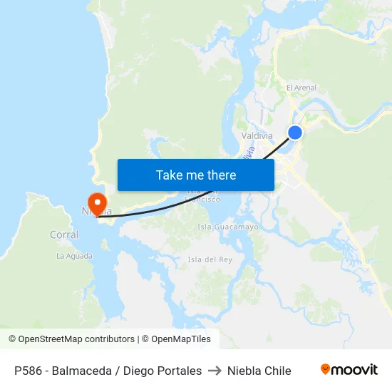 P586 - Balmaceda / Diego Portales to Niebla Chile map