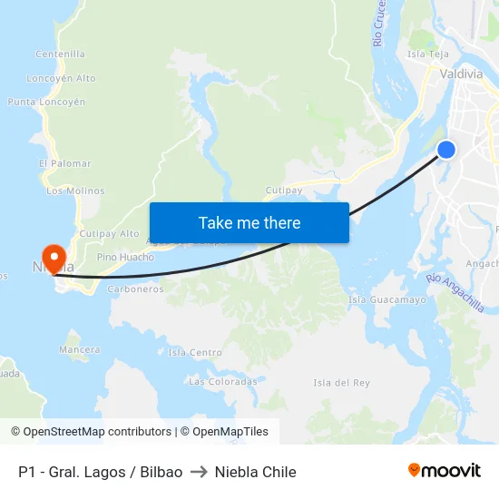 P1 - Gral. Lagos / Bilbao to Niebla Chile map