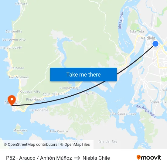 P52 - Arauco / Anfión Múñoz to Niebla Chile map