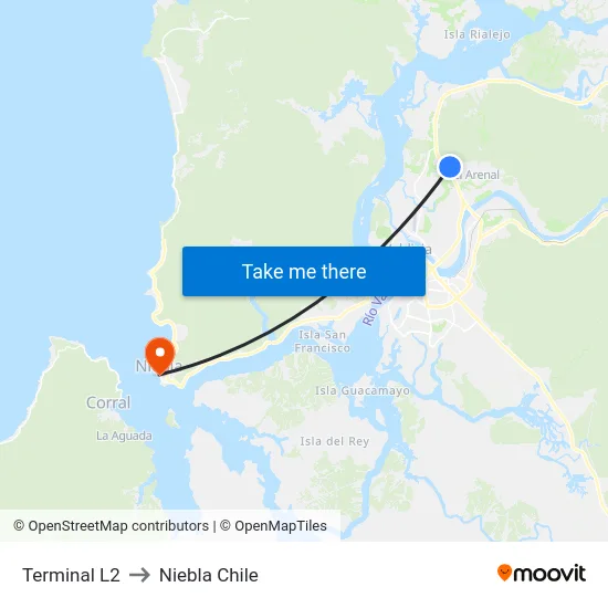 Terminal L2 to Niebla Chile map