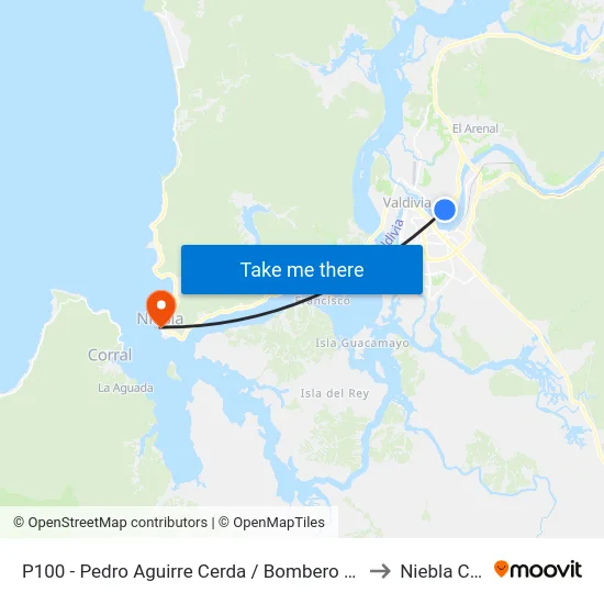 P100 - Pedro Aguirre Cerda / Bombero Classing to Niebla Chile map