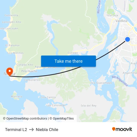 Terminal L2 to Niebla Chile map