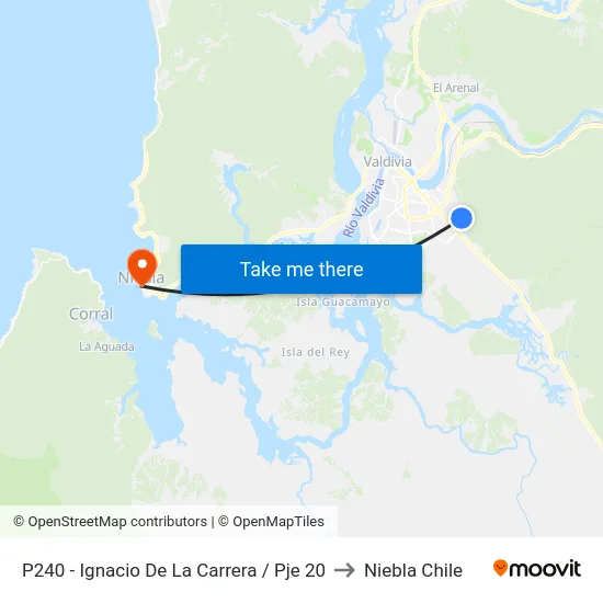 P240 - Ignacio De La Carrera / Pje 20 to Niebla Chile map
