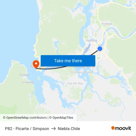 P82 - Picarte / Simpson to Niebla Chile map