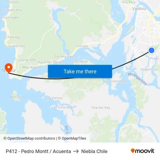P412 - Pedro Montt / Acuenta to Niebla Chile map