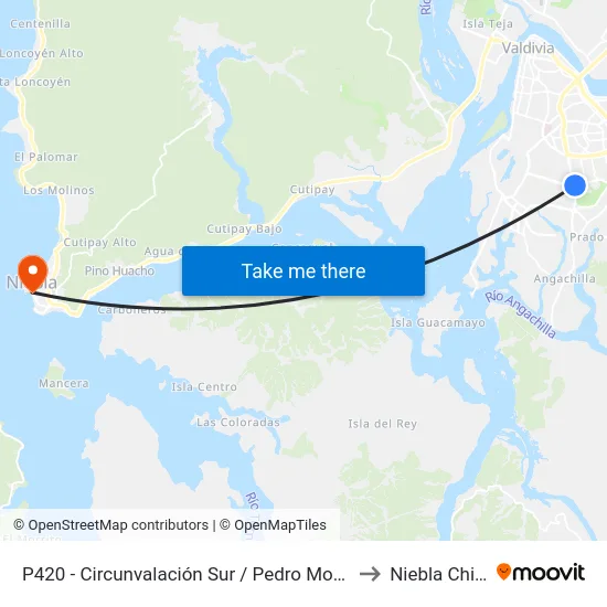 P420 - Circunvalación Sur / Pedro Montt to Niebla Chile map