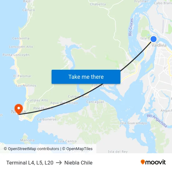 Terminal L4, L5, L20 to Niebla Chile map