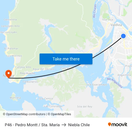 P46 - Pedro Montt / Sta. María to Niebla Chile map