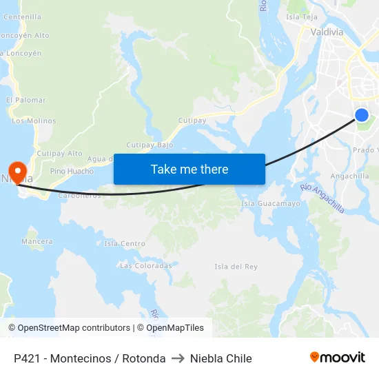 P421 - Montecinos / Rotonda to Niebla Chile map