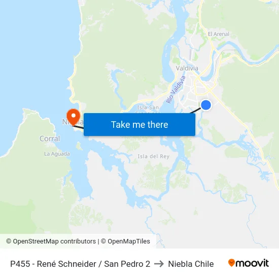 P455 - René Schneider / San Pedro 2 to Niebla Chile map