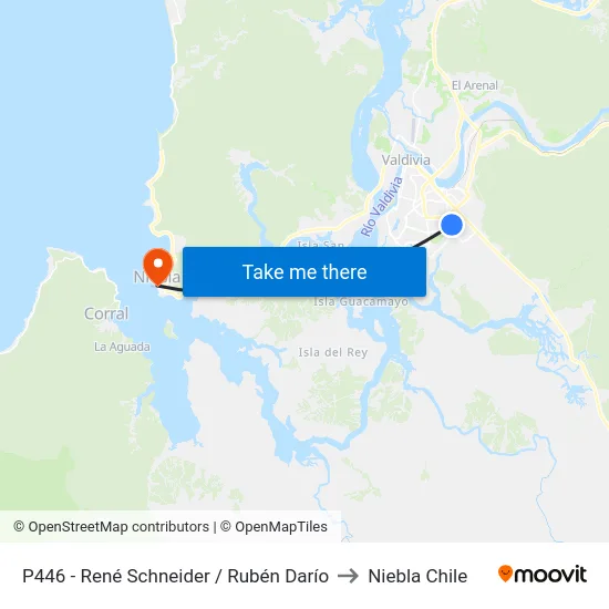 P446 - René Schneider / Rubén Darío to Niebla Chile map