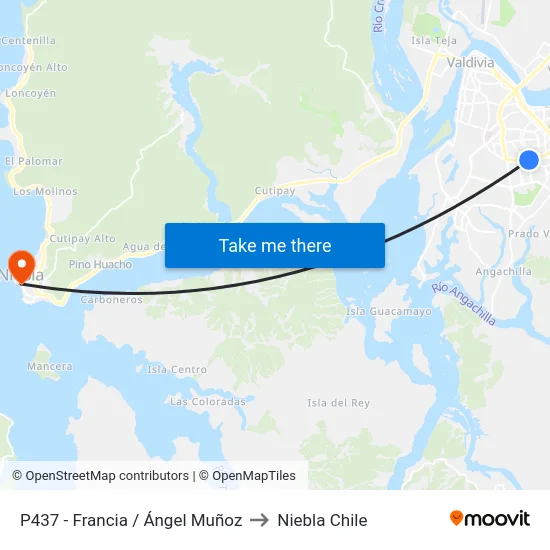 P437 - Francia / Ángel Muñoz to Niebla Chile map
